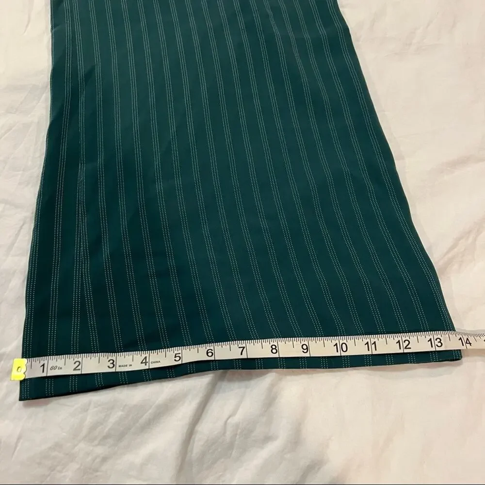 Leith Wide Leg Pinstripe Work Pants High Rise Green size XL